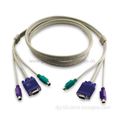 KVM Cable, HD15M + 2* MD 6M to HD15M + 2*MD 6M with High Performance, RoHS Compliant, Easy to Use